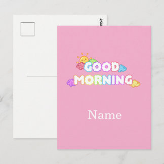 Kawaii Guten Morgen Sonne & Regenbogenwolken Postkarte