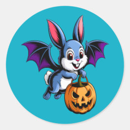 Kawaii Halloween Bat Bunny Runder Aufkleber