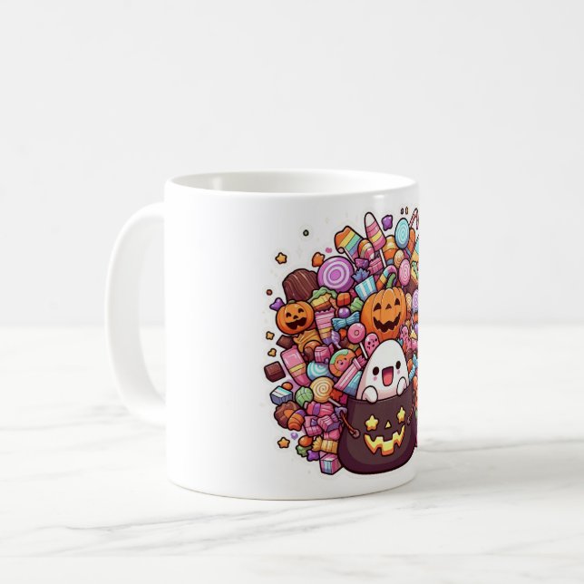 Kawaii Halloween Candy Mug - mignon fantôme, Citro (Devant gauche)