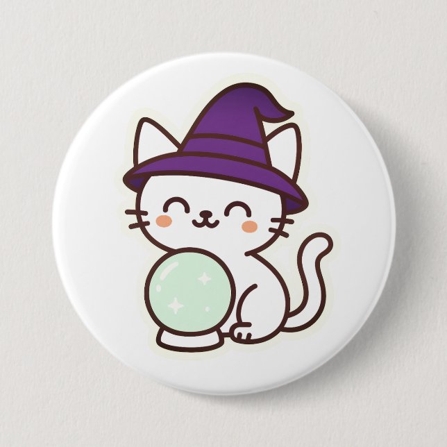 Kawaii Halloween Cat - Magische und Adorable Spook Button (Vorderseite)