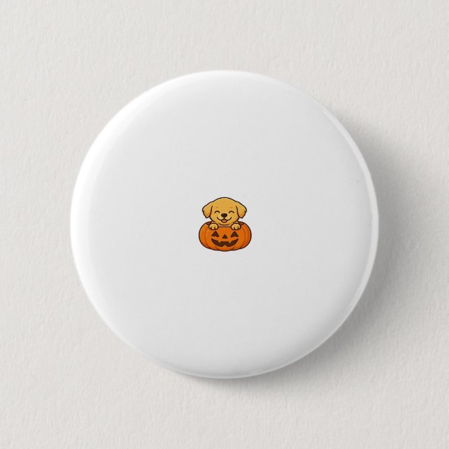 Kawaii Halloween Dog � Pumpkin Puppy Sticker Boxy  Button (Vorderseite)