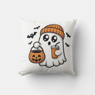 Kawaii-Halloween-Geist Orange Mütze Herbstgeist Kissen