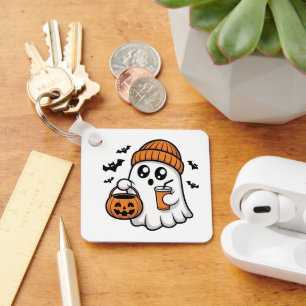 Kawaii Halloween-Geist Orange Mütze Herbstgeist Schlüsselanhänger