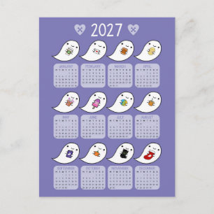 Kawaii Halloween-Geister-Lieblinge 2027 Kalender Postkarte