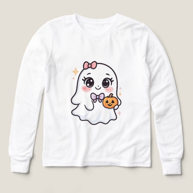 Kawaii Halloween Ghost Girl mit Pumpkin (Design Vorderseite)
