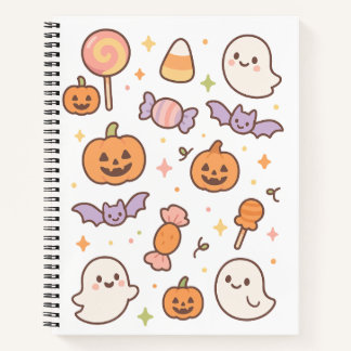 Kawaii Halloween Ghosts & Pumpkins Notizbuch