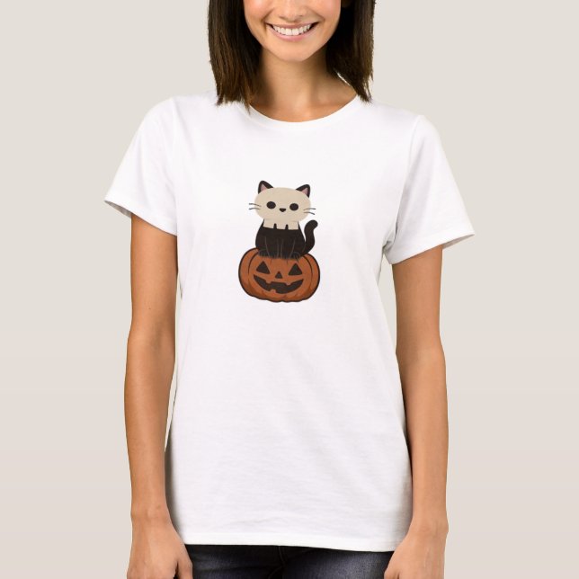 Kawaii-Halloween-Katze und Kürbis-Over-Sized-T-Shi T-Shirt (Vorderseite)