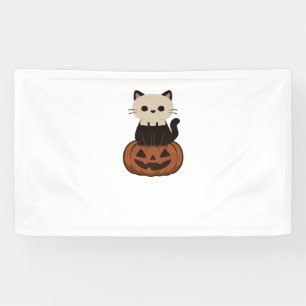 Kawaii Halloween Katze und Kürbisklassischer T - S Banner
