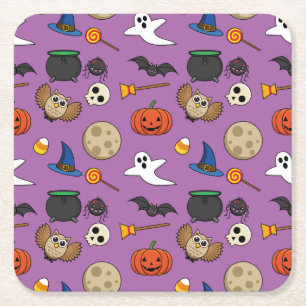 Kawaii Halloween Pack Rechteckiger Pappuntersetzer