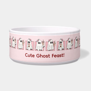 Kawaii Halloween Pet Bowl - Niedlich Pink Ghosts & Napf
