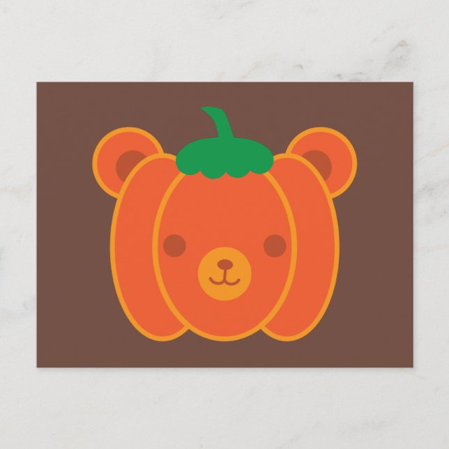 Kawaii Halloween Pumpkin Bear Postkarte (Vorderseite)