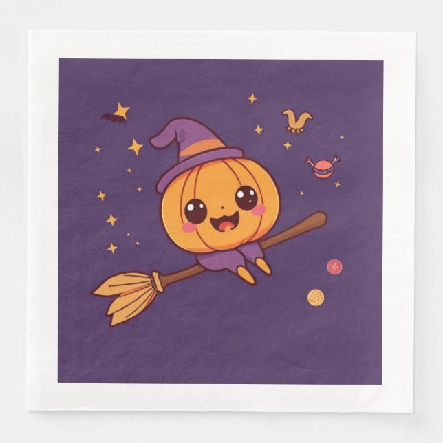 Kawaii Halloween Pumpkin Napkin Serviette (Vorderseite)