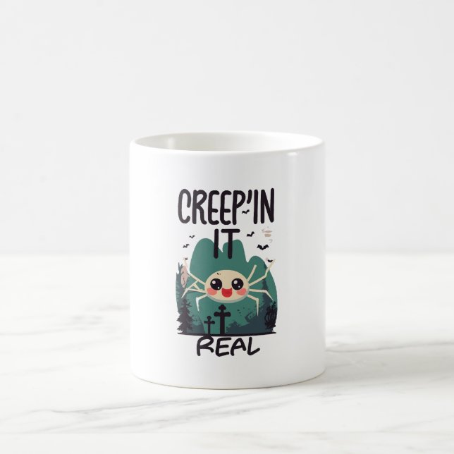 Kawaii Halloween Spider Pun Kaffeetasse (Mittel)