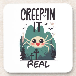 Kawaii-Halloween-Spinnen-Wortspiel Getränkeuntersetzer