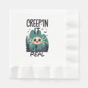 Kawaii-Halloween-Spinnen-Wortspiel Serviette