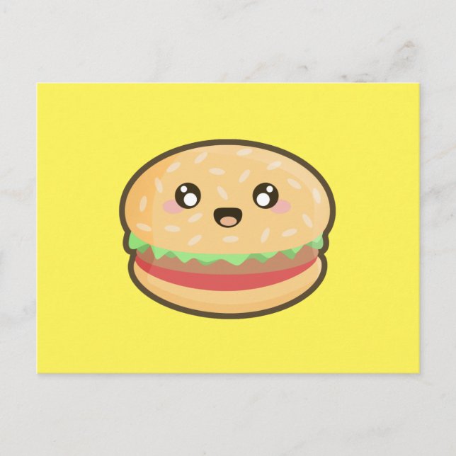 Kawaii Hamburger Postkarte (Vorderseite)