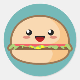 Kawaii Hamburger Runder Aufkleber