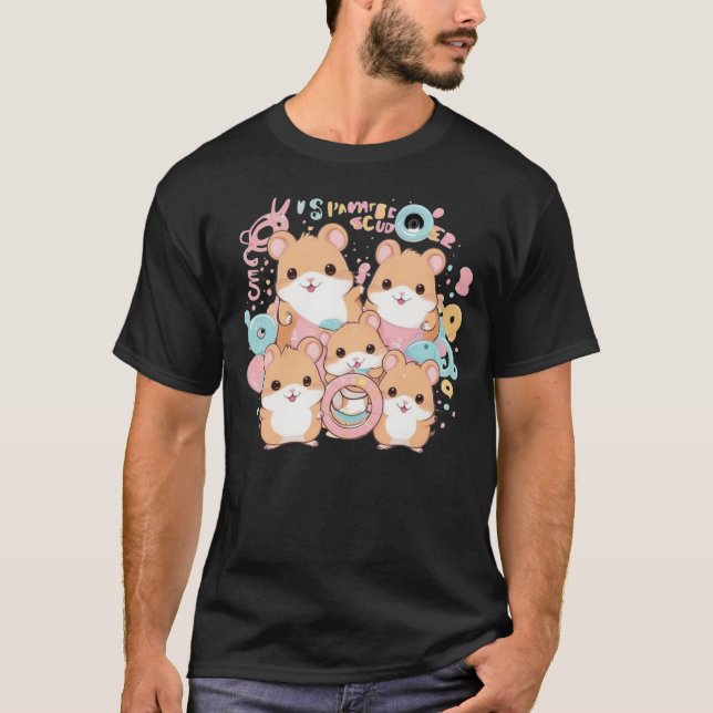 Kawaii Hamster Rings Squad Art T-Shirt (Vorderseite)