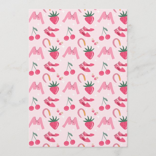 Kawaii Hand-drawn Girly Things Seamless Pattern Einladung (Vorderseite)