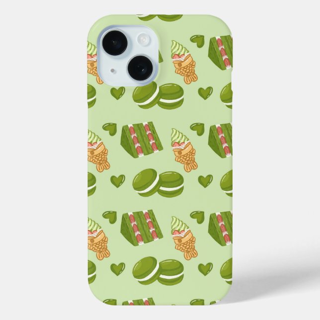  Kawaii Hand-Drawn Matcha Sweets Seamless Pattern Case-Mate iPhone Hülle (Rückseite)