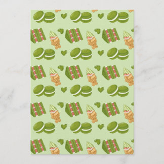 Kawaii Hand-Drawn Matcha Sweets Seamless Pattern Einladung