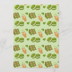 Kawaii handgezeichnetes Matcha-Süßigkeiten nahtlos Einladung