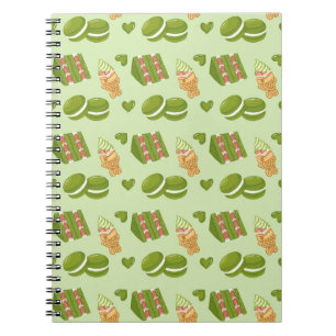 Kawaii handgezeichnetes Matcha-Süßigkeiten nahtlos Notizblock