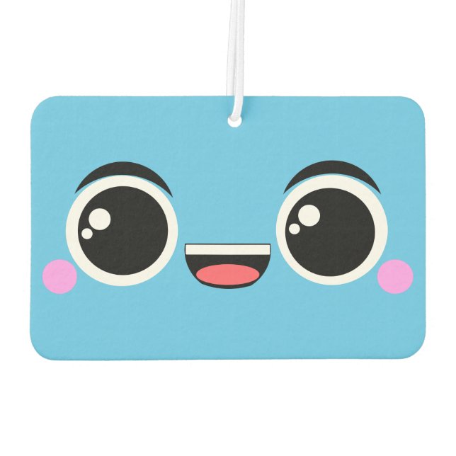 Kawaii Happy Anime Faced Aquamarin Autolufterfrischer (Rückseite)