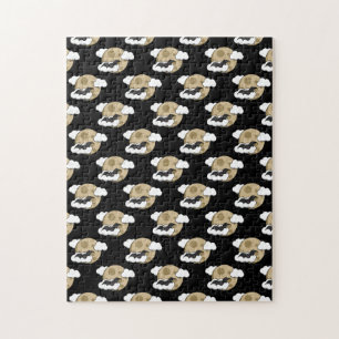Kawaii Happy Bat Flying auf Vollmond-Muster