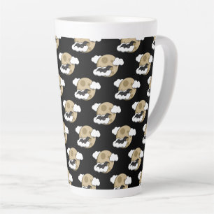 Kawaii Happy Bat Flying auf Vollmond-Muster Milchtasse