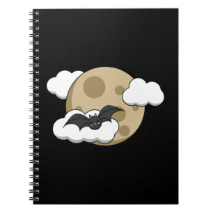 Kawaii Happy Bat Flying on Full Moon Notizblock