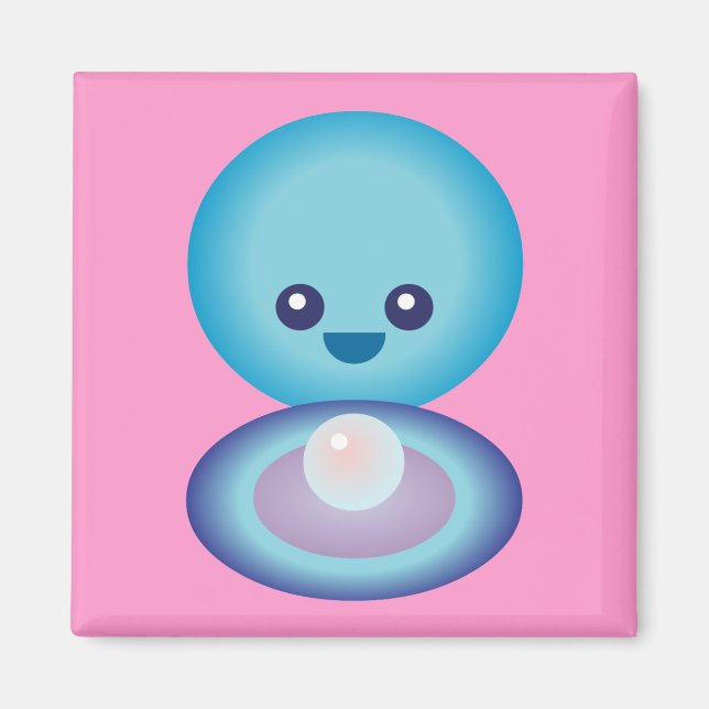 Kawaii Happy Clam Magnet (Vorne)