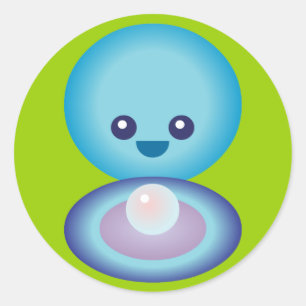 Kawaii Happy Clam Runder Aufkleber