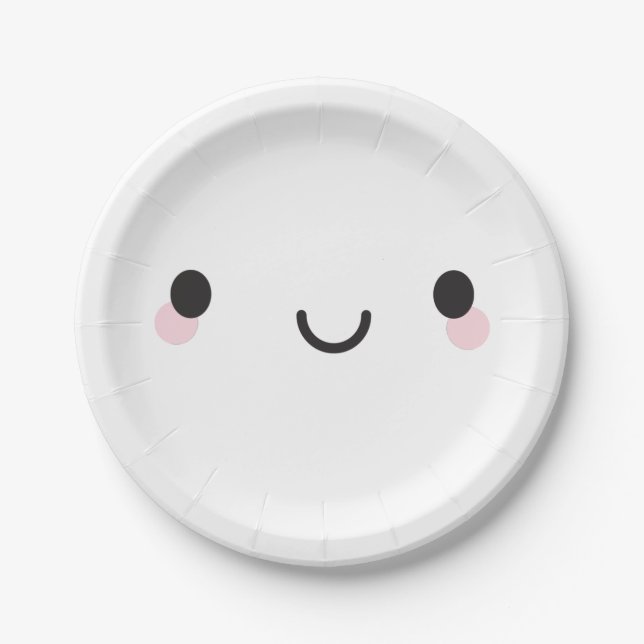 Kawaii Happy Face Pappteller (Vorderseite)