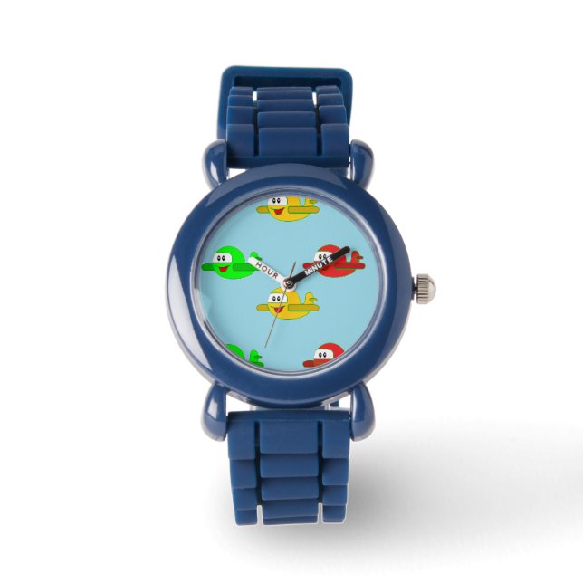Kawaii-Happy-Flugzeuge Armbanduhr (Vorderseite)
