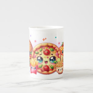 Kawaii Happy Food Niedlich Burger, Pizza & Hotdog Prozellantasse