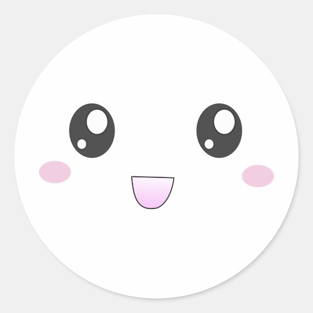 Kawaii-Happy-Gesicht Runder Aufkleber (Vorderseite)