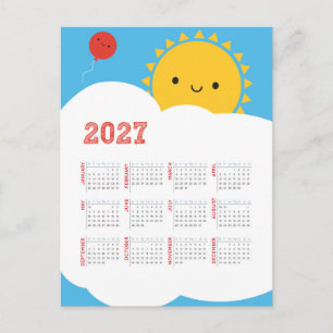 Kawaii Happy Sun 2027 Kalender Postkarte