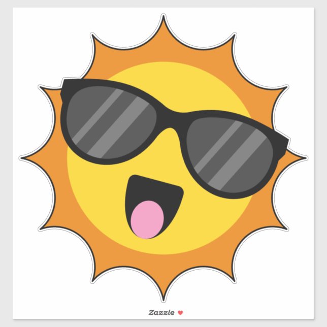 Kawaii Happy Sun mit Sonnenbrille Aufkleber (Blatt)