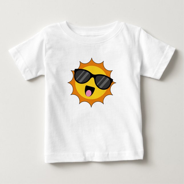 Kawaii Happy Sun mit Sonnenbrille Baby T-shirt (Vorderseite)