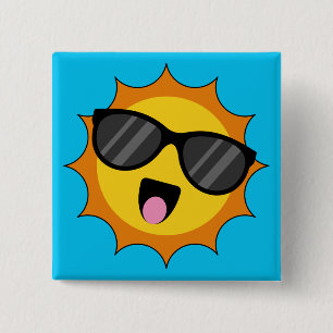 Kawaii Happy Sun mit Sonnenbrille Button