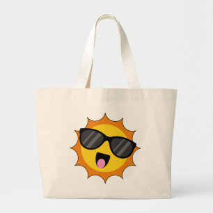 Kawaii Happy Sun mit Sonnenbrille Jumbo Stoffbeutel