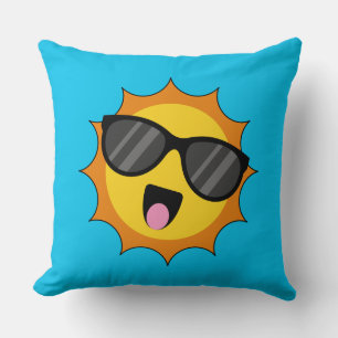 Kawaii Happy Sun mit Sonnenbrille Kissen