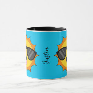 Kawaii Happy Sun mit Sonnenbrille Name hinzufüge Tasse