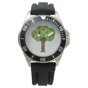 Kawaii Happy Winking Apple Tree Armbanduhr