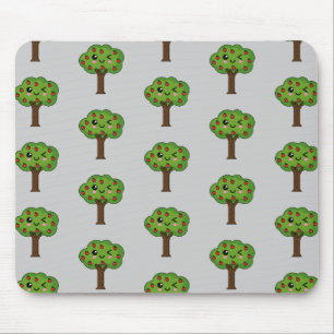 Kawaii Happy Winking Apple Tree Mousepad