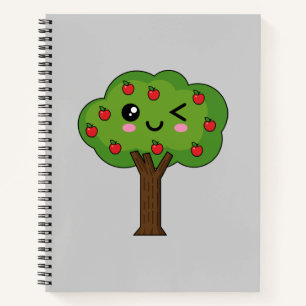 Kawaii Happy Winking Apple Tree Notizbuch