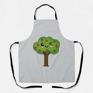 Kawaii Happy Winking Apple Tree Schürze