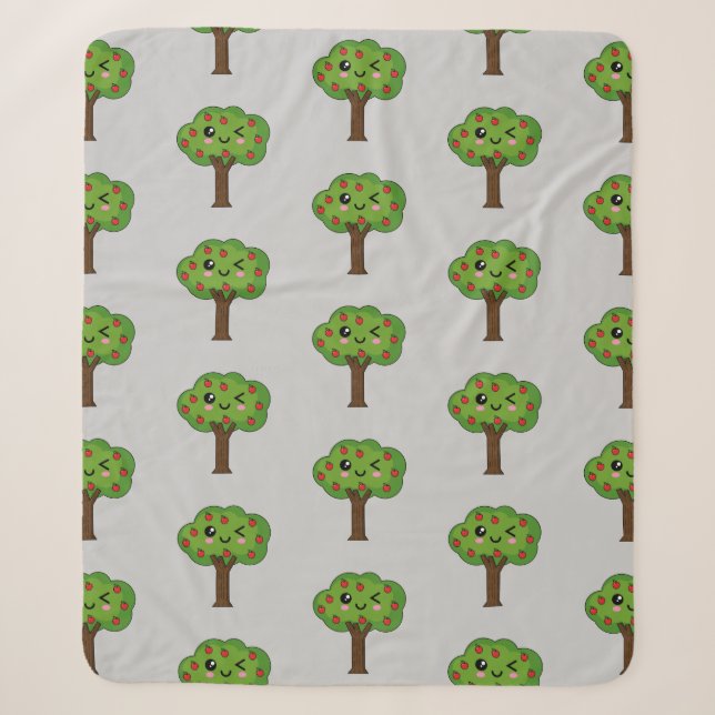 Kawaii Happy Winking Apple Tree Sherpadecke (Vorderseite)