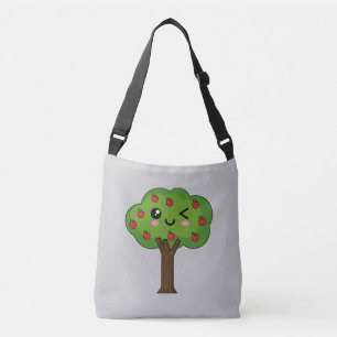 Kawaii Happy Winking Apple Tree Tragetaschen Mit Langen Trägern